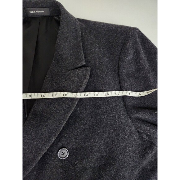 Fumagalli Mens 46L Wool & Cashmere Soft Black Overcoat Double Breasted Long - Picture 14 of 15